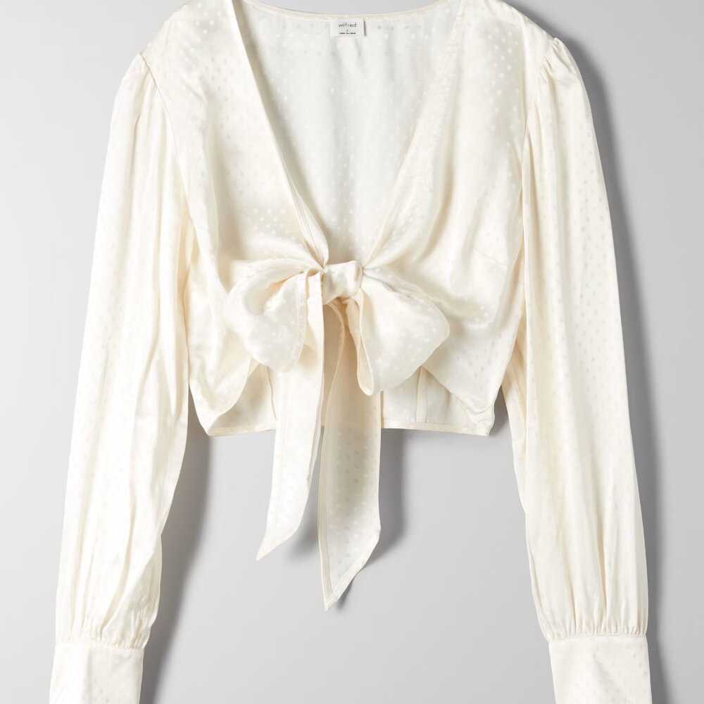 Wilfred Vivi Blouse - '70s tie-Front Blouse Large Giselle (White)